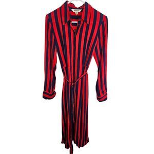 Boden Womens Kate Midi Shirt Dress Striped Size 6L Classic Parisian French Girl